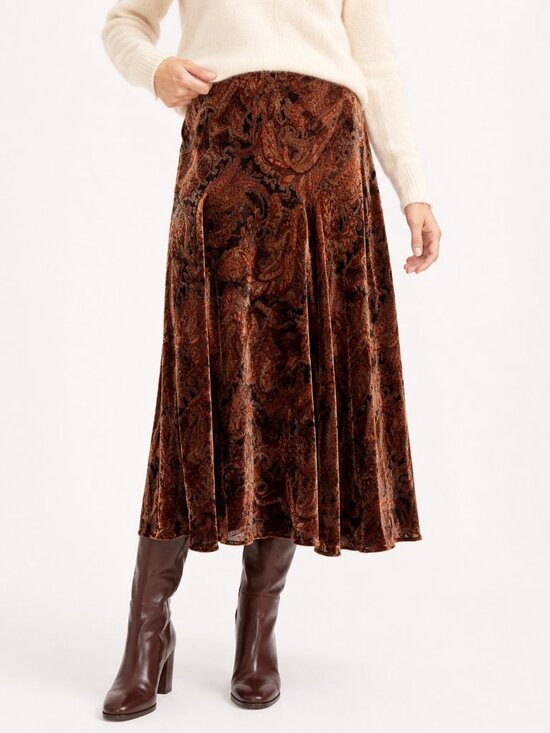 Vintage Dresses & Skirts - Talbots Collection Silk Blend Burnout Velvet Paisley A-Line Midi Skirt 14